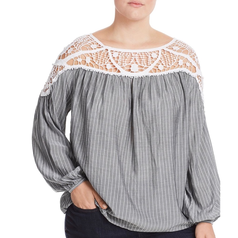 1. State Plus striped crochet -Trim top